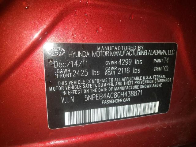 Photo 10 from auction – 2012 HYUNDAI SONATA GLS with VIN 5NPEB4AC8CH438871