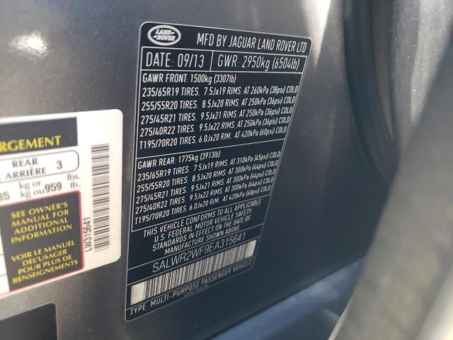 Photo 10 from auction – 2014 LAND ROVER RANGE ROVE with VIN SALWR2WF9EA315641
