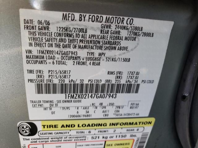 Photo 10 from auction – 2007 FORD FREESTYLE with VIN 1FMZK02147GA07943