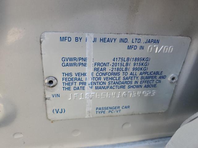 Photo 10 from auction – 2001 SUBARU FORESTER with VIN JF1SF65641G734923