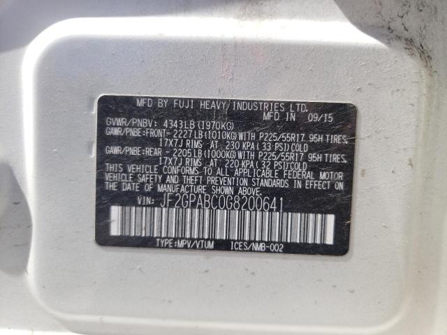 Photo 10 from auction – 2016 SUBARU CROSSTREK with VIN JF2GPABC0G8200641