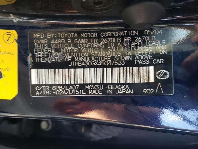 Photo 10 from auction – 2004 LEXUS ES 330 with VIN JTHBA30GX45047533