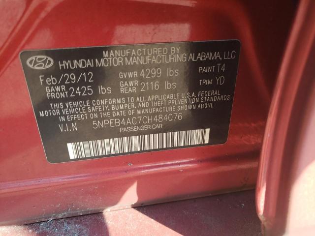 Photo 10 from auction – 2012 HYUNDAI SONATA GLS with VIN 5NPEB4AC7CH484076
