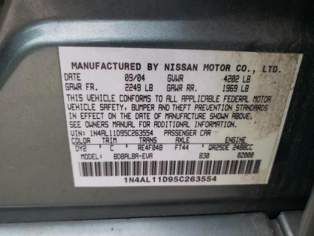 Photo 10 from auction – 2005 NISSAN ALTIMA S with VIN 1N4AL11D95C263554