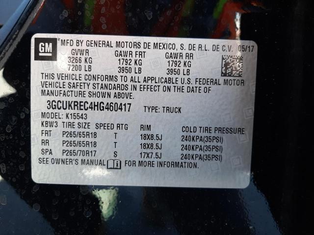 Photo 10 from auction – 2017 CHEVROLET SILVERADO with VIN 3GCUKREC4HG460417