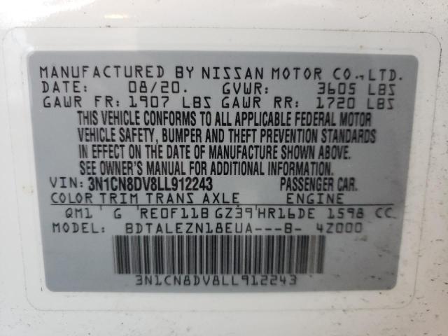 Photo 10 from auction – 2020 NISSAN VERSA S with VIN 3N1CN8DV8LL912243