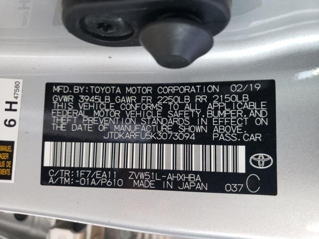 Photo 10 from auction – 2019 TOYOTA PRIUS with VIN JTDKARFU5K3073094