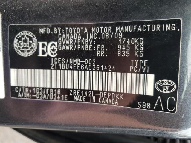 Photo 10 from auction – 2010 TOYOTA COROLLA BA with VIN 2T1BU4EE6AC261424