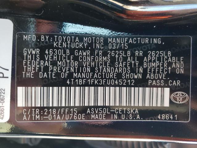Photo 10 from auction – 2015 TOYOTA CAMRY LE with VIN 4T1BF1FK3FU045212