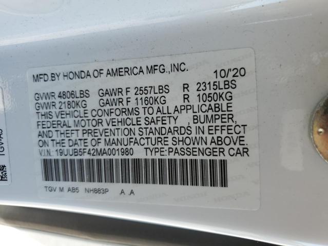 Photo 10 from auction – 2021 ACURA TLX TECHNO with VIN 19UUB5F42MA001980