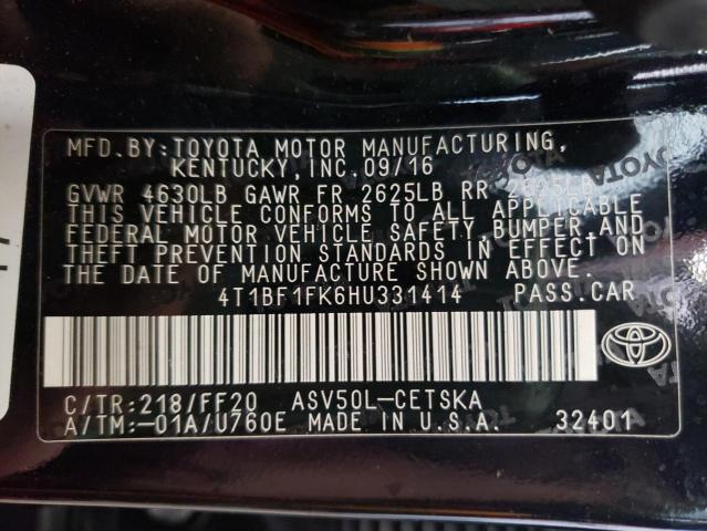 Photo 10 from auction – 2017 TOYOTA CAMRY LE with VIN 4T1BF1FK6HU331414