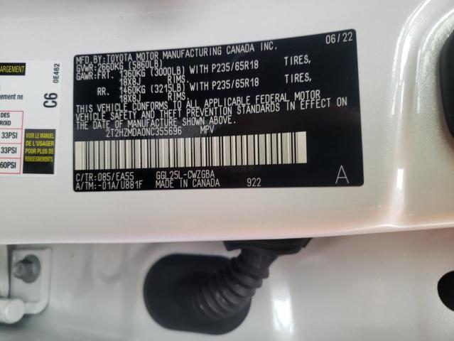 Photo 10 from auction – 2022 LEXUS RX 350 with VIN 2T2HZMDA0NC355696