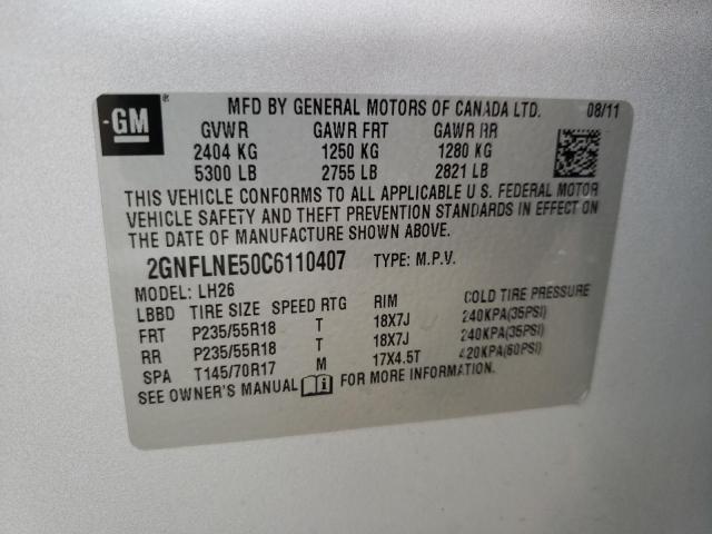 Photo 10 from auction – 2012 CHEVROLET EQUINOX LT with VIN 2GNFLNE50C6110407