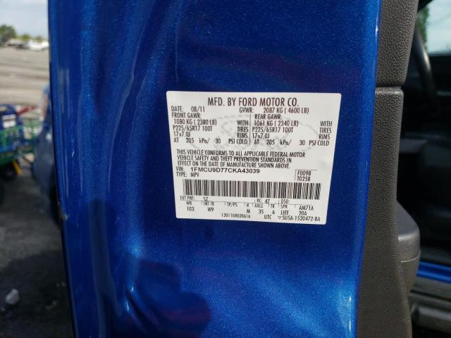 Photo 10 from auction – 2012 FORD ESCAPE XLT with VIN 1FMCU9D77CKA43039