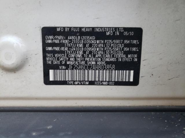 Photo 10 from auction – 2010 SUBARU FORESTER 2 with VIN JF2SH6CC2AH803858