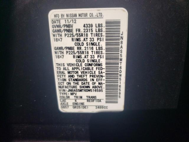 Photo 10 from auction – 2013 NISSAN ROGUE S with VIN JN8AS5MT6DW516595