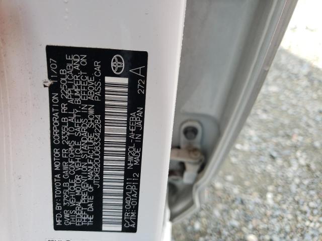 Photo 10 from auction – 2008 TOYOTA PRIUS with VIN JTDKB20U083342284