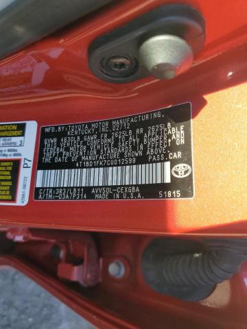 Photo 10 from auction – 2012 TOYOTA CAMRY with VIN 4T1BD1FK7CU012599