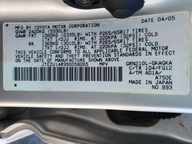 Photo 10 from auction – 2005 TOYOTA 4RUNNER SR with VIN JTEZU14R950058265
