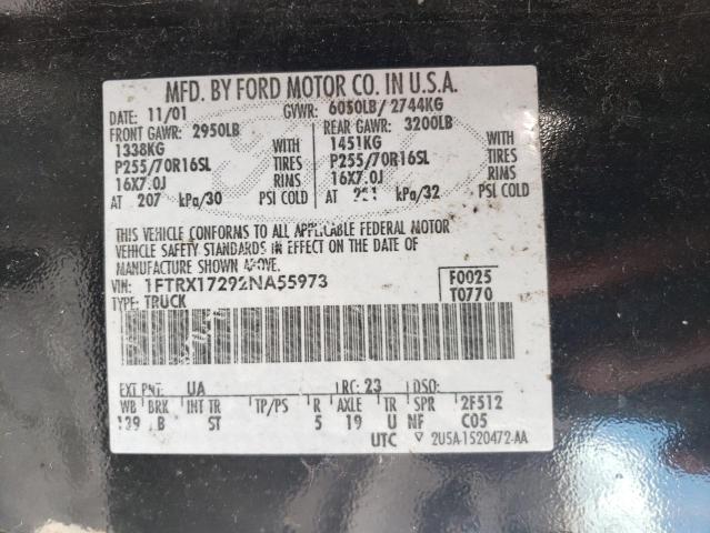 Photo 10 from auction – 2002 FORD F150 with VIN 1FTRX17292NA55973
