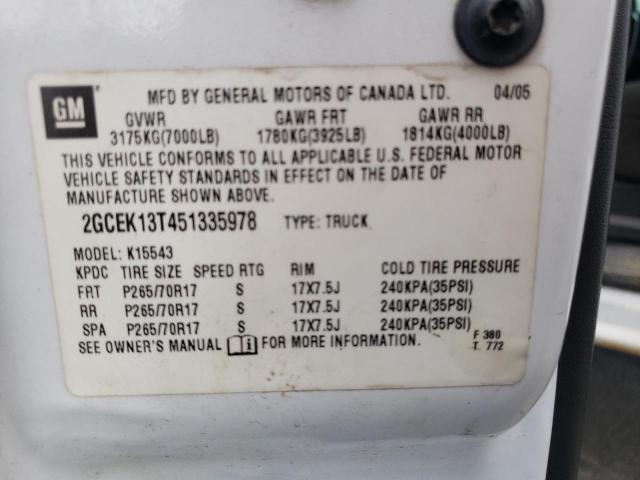 Photo 9 from auction – 2005 CHEVROLET SILVERADO with VIN 2GCEK13T451335978