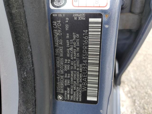 Photo 10 from auction – 2005 BMW 325 XI with VIN WBAEU33435PR16614