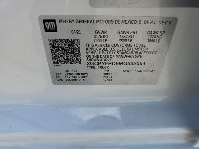 Photo 10 from auction – 2021 CHEVROLET SILVERADO with VIN 3GCPYFED5MG332054