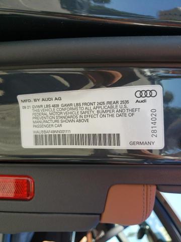 Photo 10 from auction – 2022 AUDI A4 PREMIUM with VIN WAUBBAF49NN001111