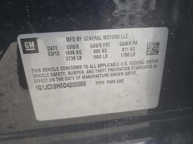 Photo 10 from auction – 2013 CHEVROLET SONIC LT with VIN 1G1JC5SH6D4200089