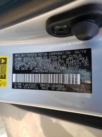 Photo 10 from auction – 2014 LEXUS CT 200 with VIN JTHKD5BH6E2202347