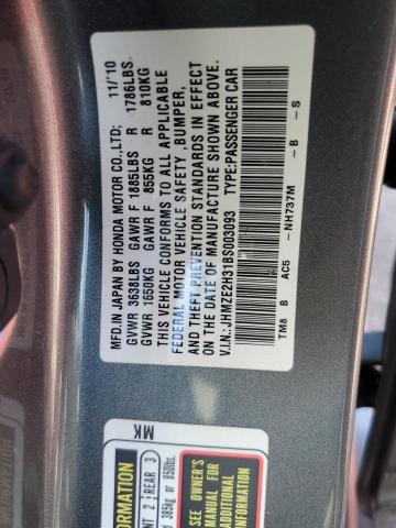 Photo 10 from auction – 2011 HONDA INSIGHT with VIN JHMZE2H31BS003093