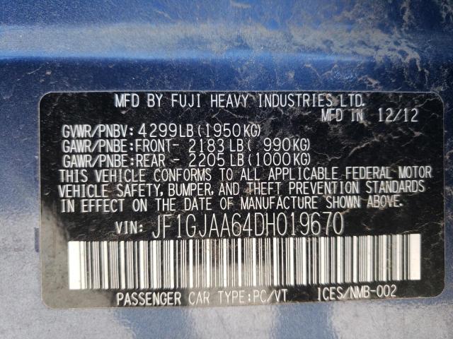 Photo 10 from auction – 2013 SUBARU IMPREZA with VIN JF1GJAA64DH019670