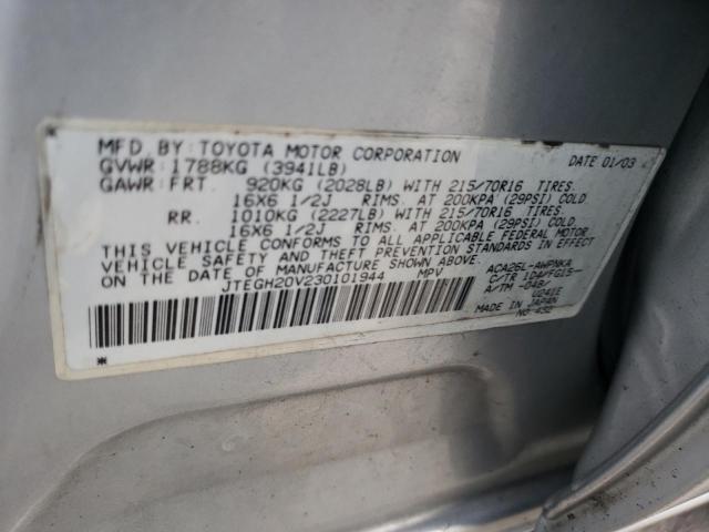 Photo 10 from auction – 2003 TOYOTA RAV4 with VIN JTEGH20V230101944