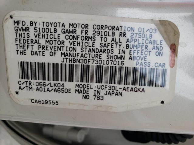 Photo 10 from auction – 2003 LEXUS LS 430 with VIN JTHBN30F730107016
