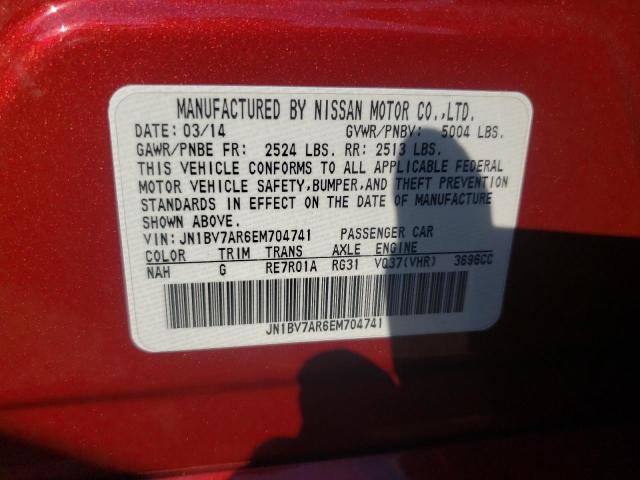 Photo 10 from auction – 2014 INFINITI Q50 with VIN JN1BV7AR6EM704741