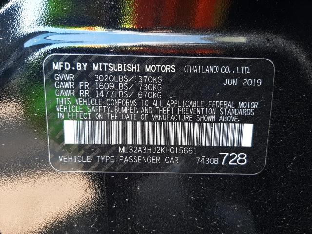 Photo 10 from auction – 2019 MITSUBISHI MIRAGE with VIN ML32A3HJ2KH015661