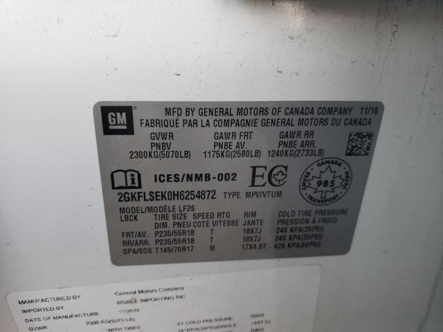 Photo 10 from auction – 2017 GMC TERRAIN SL with VIN 2GKFLSEK0H6254872