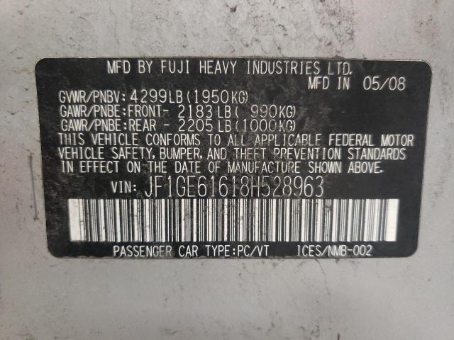 Photo 10 from auction – 2008 SUBARU IMPREZA 2. with VIN JF1GE61618H528963