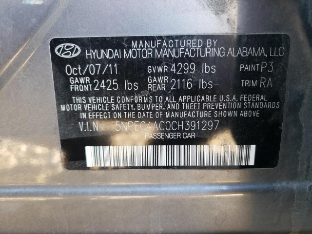 Photo 10 from auction – 2012 HYUNDAI SONATA SE with VIN 5NPEC4AC0CH391297