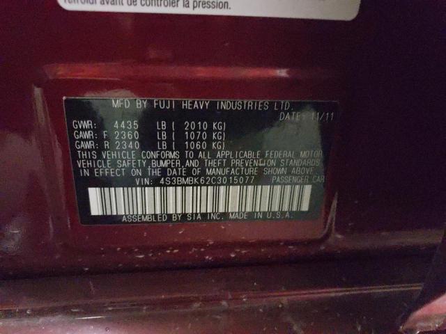 Photo 10 from auction – 2012 SUBARU LEGACY 2.5 with VIN 4S3BMBK62C3015077
