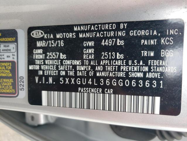 Photo 10 from auction – 2016 KIA OPTIMA EX with VIN 5XXGU4L36GG063631