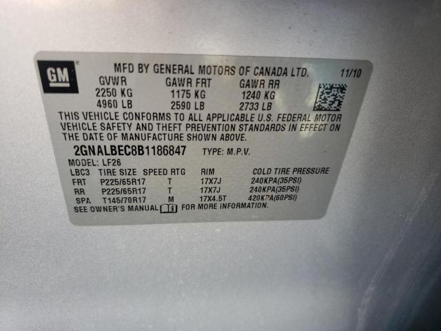 Photo 10 from auction – 2011 CHEVROLET EQUINOX LS with VIN 2GNALBEC8B1186847