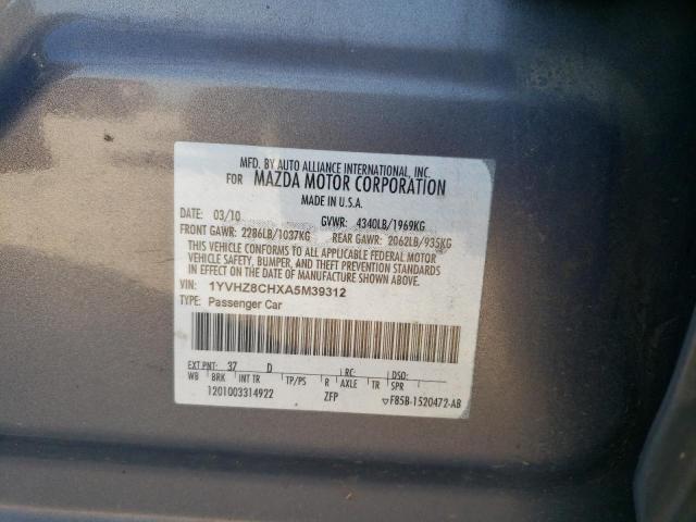 Photo 10 from auction – 2010 MAZDA 6 I with VIN 1YVHZ8CHXA5M39312