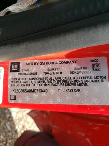 Photo 10 from auction – 2021 CHEVROLET SPARK LS with VIN KL8CB6SA8MC713449