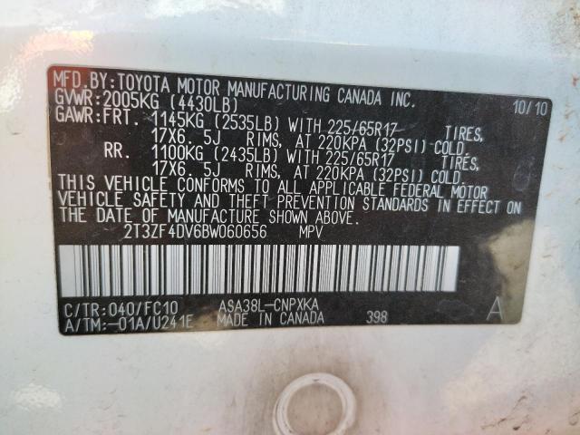 Photo 10 from auction – 2011 TOYOTA RAV4 with VIN 2T3ZF4DV6BW060656