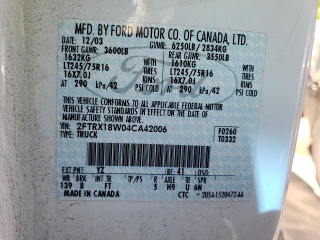 Photo 10 from auction – 2004 FORD F-150 HERI with VIN 2FTRX18W04CA42006