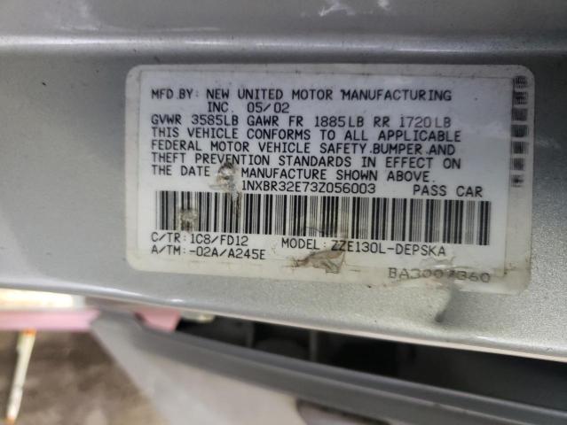 Photo 10 from auction – 2003 TOYOTA COROLLA with VIN 1NXBR32E73Z056003