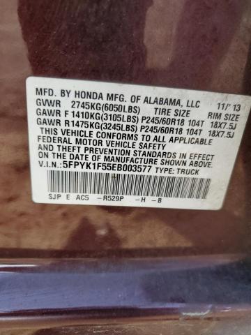 Photo 10 from auction – 2014 HONDA RIDGELINE with VIN 5FPYK1F55EB003577