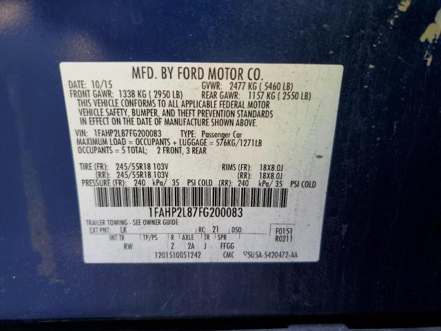 Photo 10 from auction – 2015 FORD TAURUS POL with VIN 1FAHP2L87FG200083
