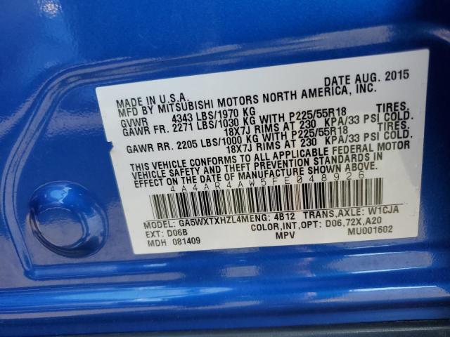 Photo 10 from auction – 2015 MITSUBISHI OUTLANDER with VIN 4A4AR4AW5FE048926